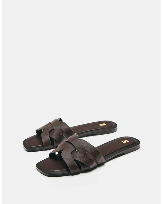 Pull&Bear White Flat Strap Sandals
