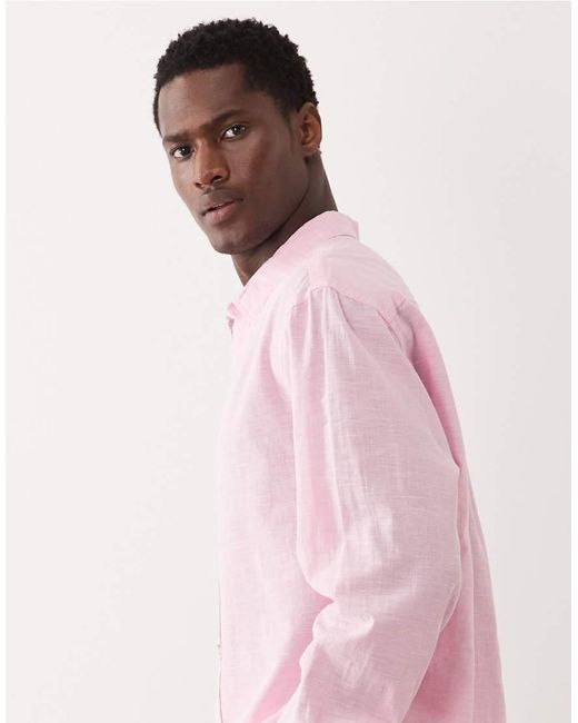 Jack & Jones Pink Linen Blend Shirt for men