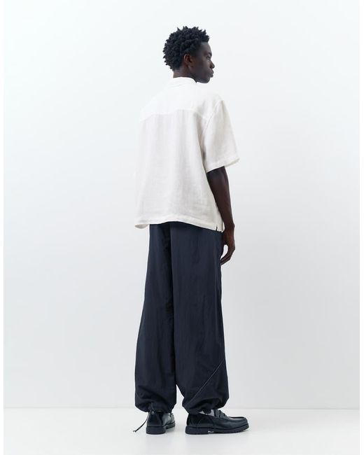 Pull&Bear White 100% Linen Short Sleeve Shirt for men