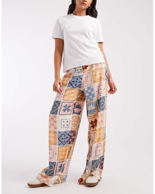 ASOS Multicolor Linen Blend Pull On Trouser