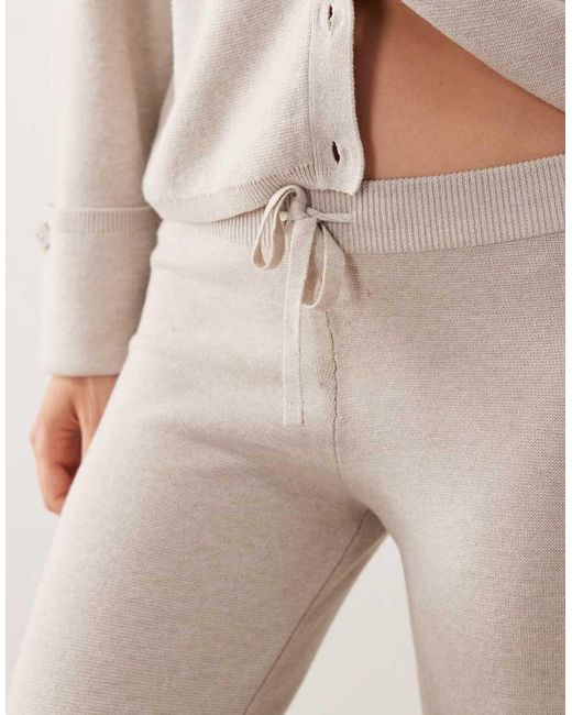 Gina Tricot Natural Co-ord Wool Knitted Straight Leg Trousers