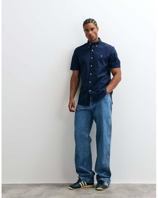 Polo Ralph Lauren Blue Custom Fit Short Sleeve Sport Shirt for men