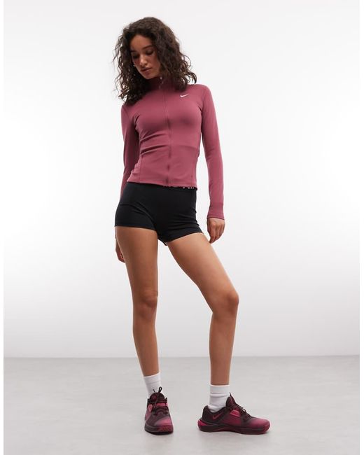 Nike Red One Dri-fit Full Zip Fitted Long Sleeve Top