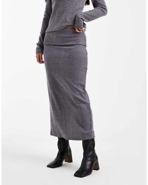 Vero Moda Gray Folded Waistband Midi Skirt Co-ord
