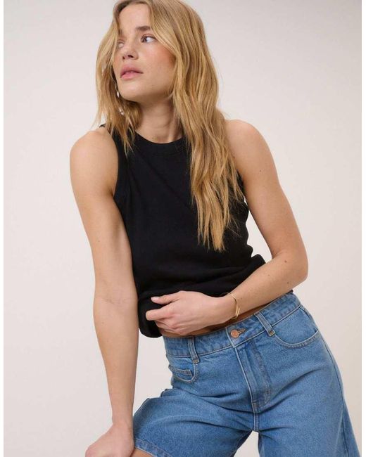 Nobody's Child Black Ribbed Racer Vest