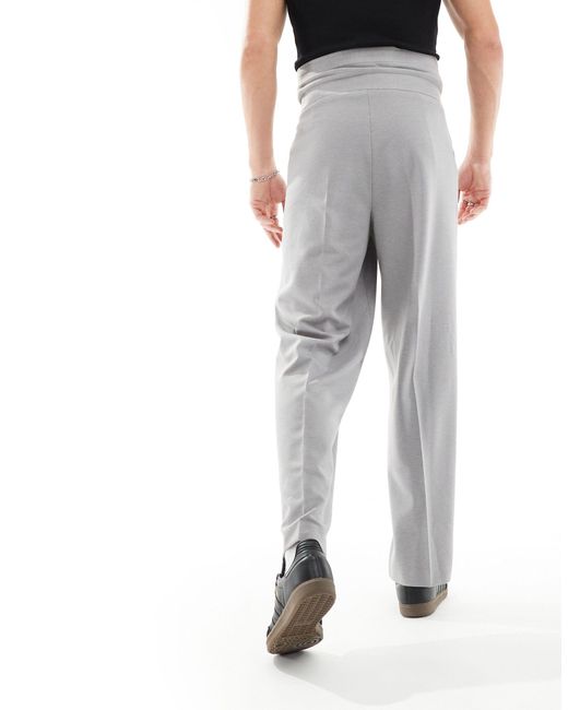 Pantaloni eleganti a fondo ampio chiaro con fascia di ASOS in Gray da Uomo