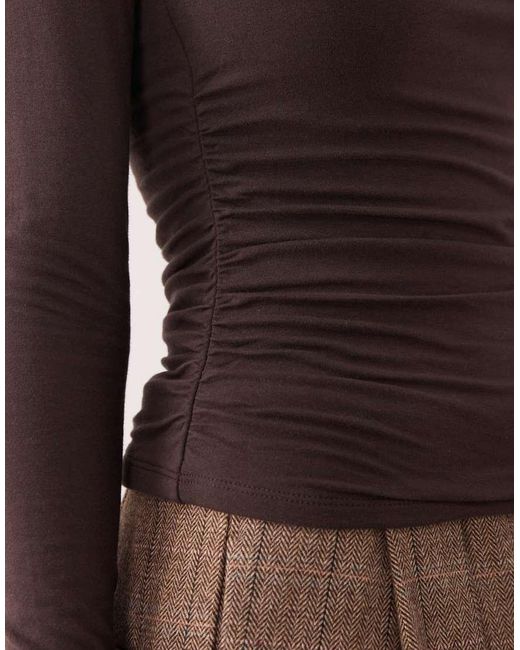 Abercrombie & Fitch Brown Long Sleeve Square Neck Seamless Top