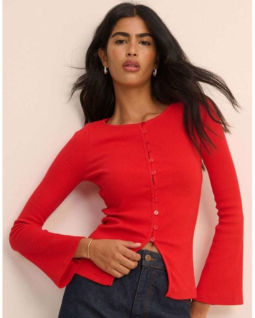 Nobody's Child Ribbed Flared Sleeve Cardigan