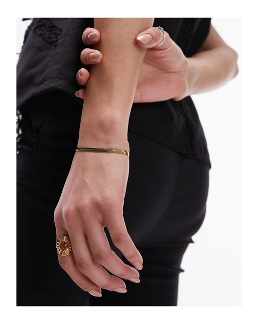 Peeta - bracelet en maille serpent en acier inoxydable imperméable TOPSHOP en coloris Black