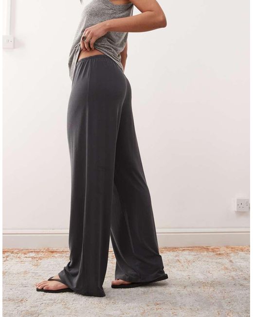 Weekday Black Super Soft Drape Wide Leg Trousers