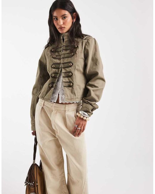 ASOS Natural Button Front Washed Utility Jacket