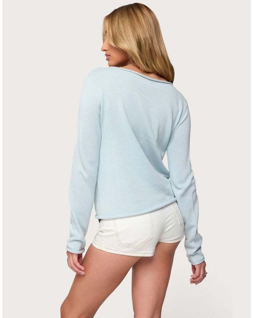 Edikted Blue Sonny Relaxed Rolled Sweater