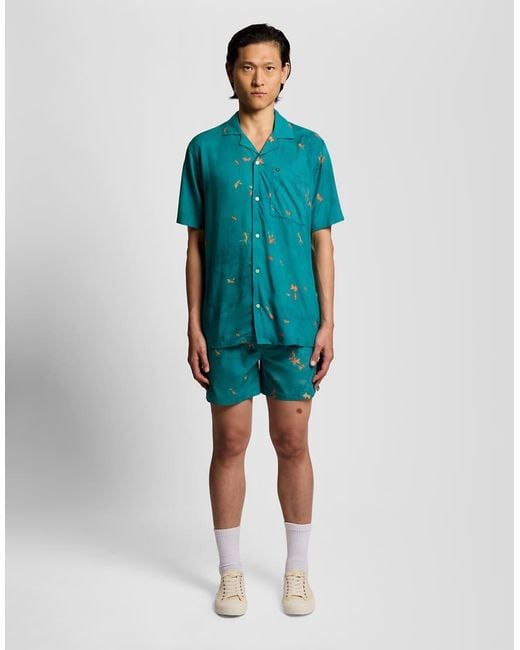 Lyle & Scott Blue Ss Woven Shirts Goldfish Resort Shirt for men