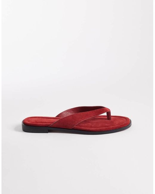 Nobody's Child Red Real Suede Thong Flat Sandal