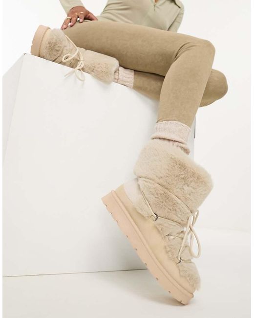 South Beach Natural Faux Fur Snow Boots