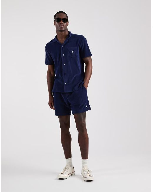 Polo Ralph Lauren Blue Icon Logo Co-ord Terry Cloth Short Sleeve Shirt for men