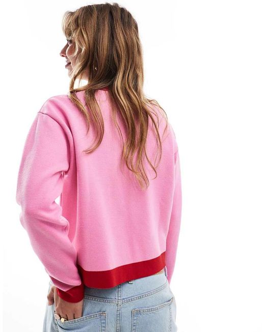 Mango Contrast Neck Jumper in Pink Lyst UK