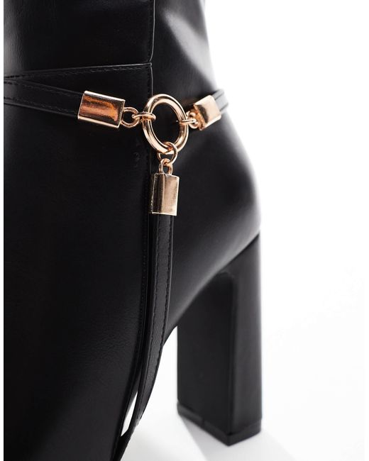 SEQWL Black Boost Buckle Detail Knee Boots