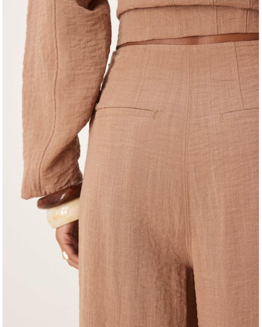 ASOS Natural Crinkle Linen Blend High Waisted Corset Waist Trousers Co-ord