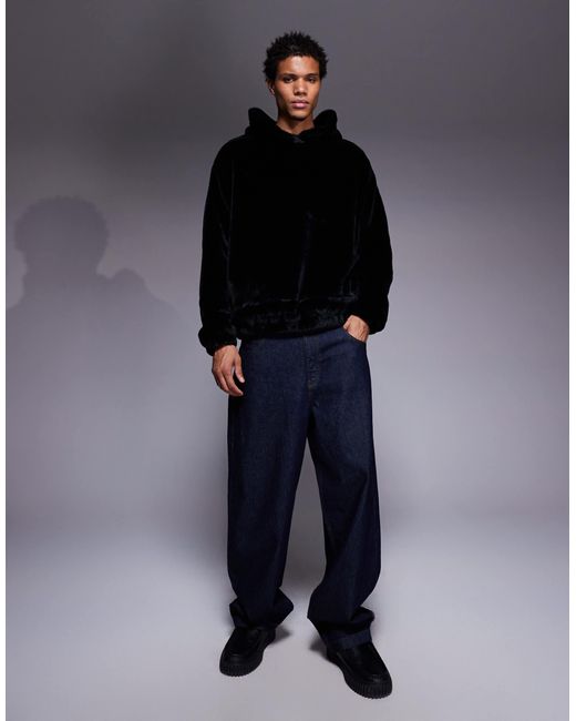 Sweat à capuche oversize en fausse fourrure avec poche kangourou ASOS pour homme en coloris Gray