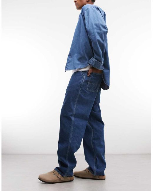 Carhartt Blue Simple Relaxed Straight Fit Denim Jeans for men