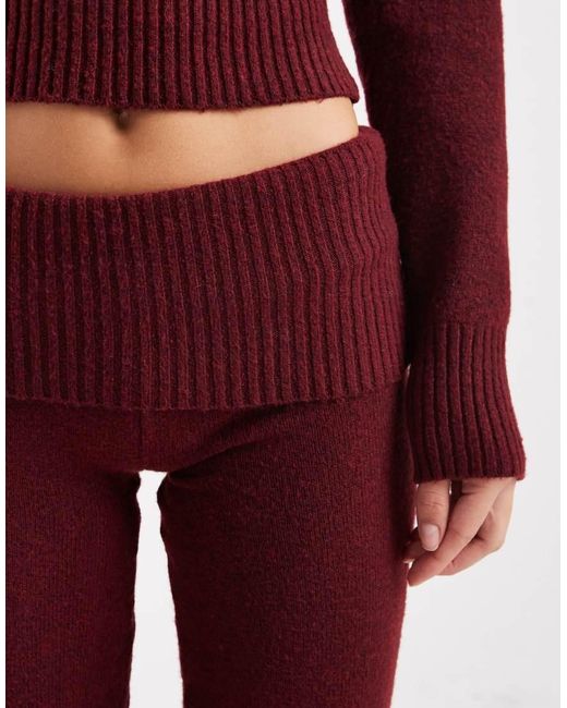 Cotton On Red Lounge Roll Waist Fluffy Trouser