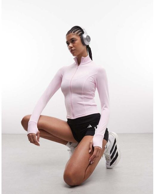 Adidas Originals Pink Adidas Training Workout Essentials Knitted Jacket