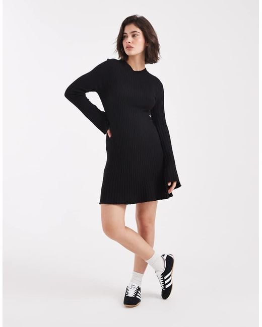 ONLY Blue Knitted Ribbed Mini Dress