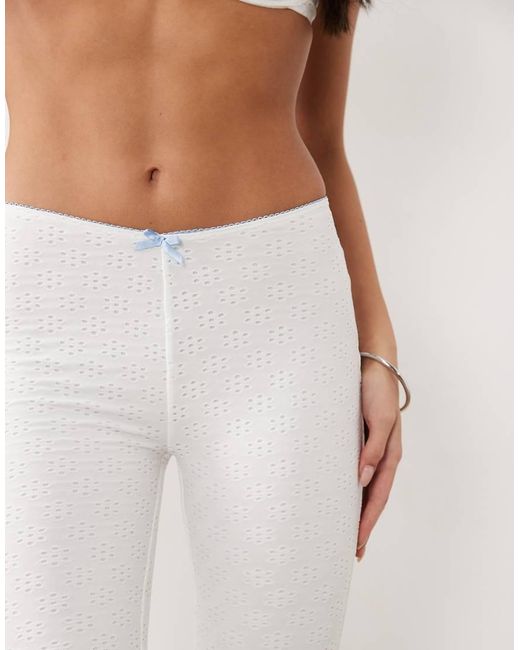 South Beach Natural Broderie Capri Trouser With Bow Detail