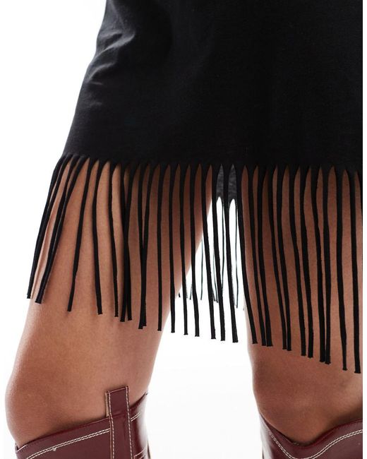 Noisy May Red Tassle Mini T-Shirt Dress