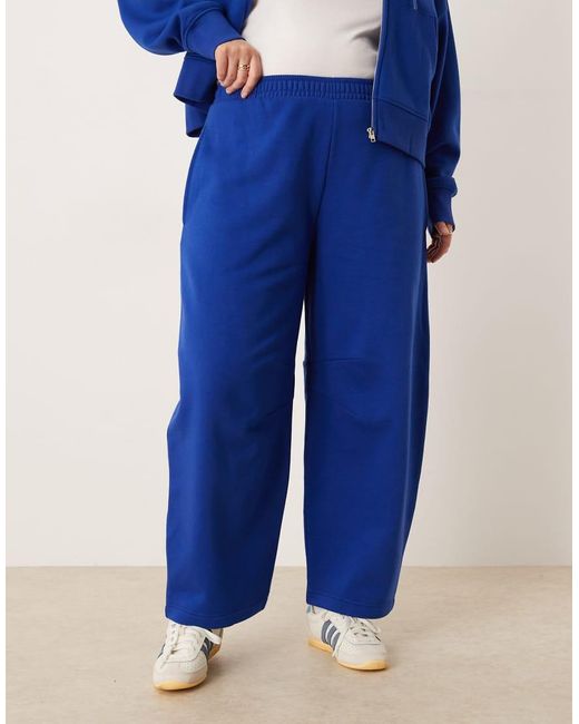 ASOS Blue Asos Design Curve Barrel Leg Brushback Jogger