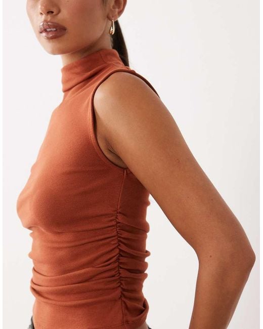 Gina Tricot Red Sleeveless Funnel Neck Top