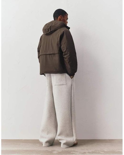 Pull&Bear Gray Puffer Jacket With A High Neck for men