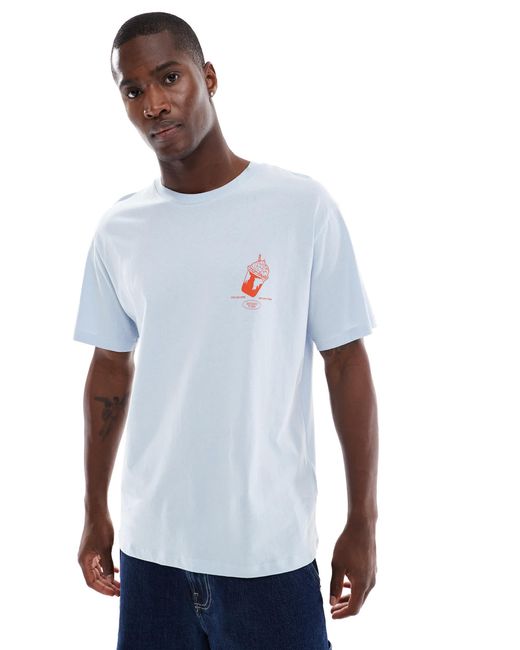 Jack & Jones White Oversize T-shirt With Ice Coffee Back Print for men