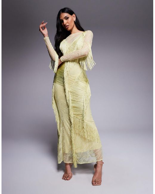 knee length dresses for ladies La Lune Lace Back Maxi Dress | Lemon | Dresses