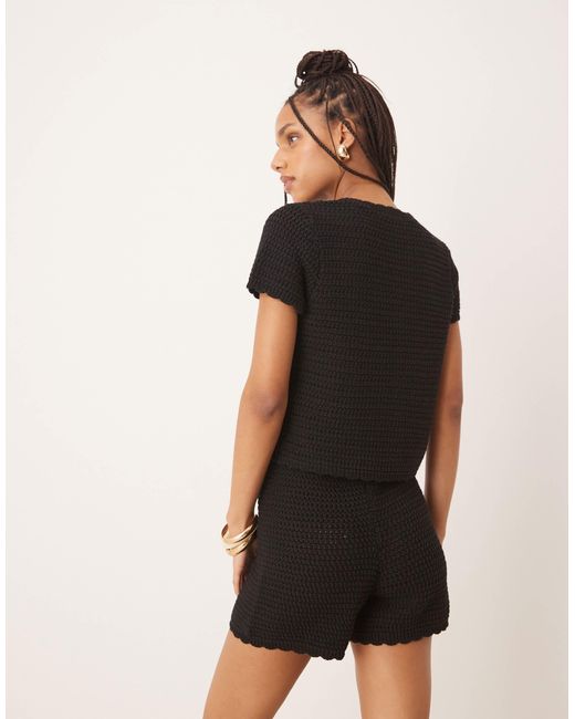 Gina Tricot Natural Co-Ord Knitted Crochet Shorts