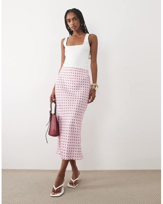 Nobody's Child Pink Alana Satin High Waist Midi Skirt