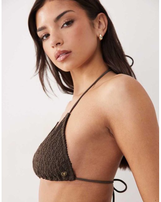 Candypants Natural Broderie Triangle Bikini Top