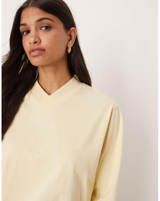 ASOS Natural High V Neck Detail Long Sleeve Tee