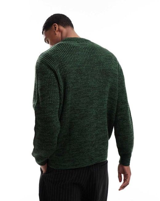 ASOS Green Oversized Knitted Fisherman Rib Jumper for men