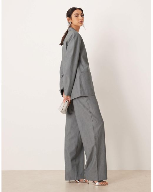 Vila Gray Tie Waist Wide Leg Tailored Trouser Co-Ord
