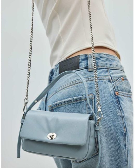 Stradivarius Blue Mini Crinkled Effect Shoulder Bag