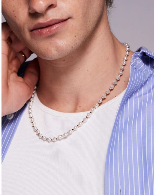 ASOS – mehrfarbige perlenhalskette in White für Herren