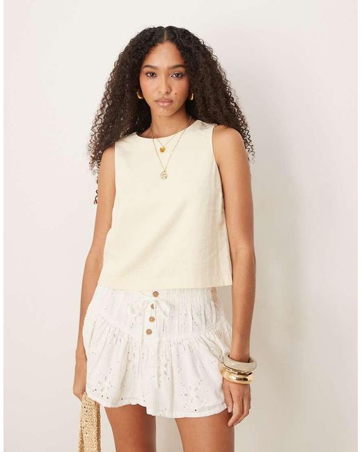 Abercrombie & Fitch White Tie Back Linen Top