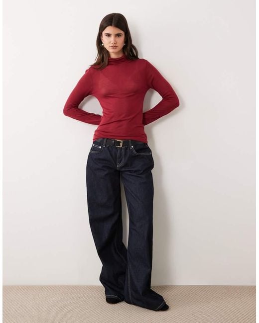 ASOS Red Sheer Roll Neck