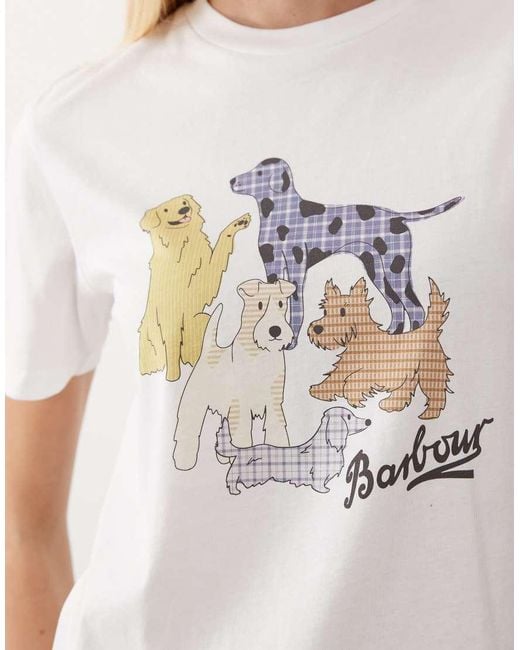 Barbour White Fawley Short Sleeve Dog Graphic T-shirt