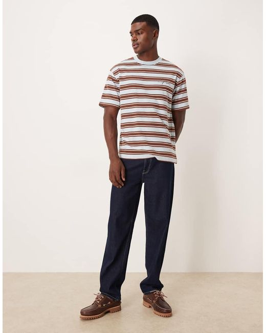 ASOS Red Heavyweight Relaxed Stripe T-Shirt With Text Graphic for men