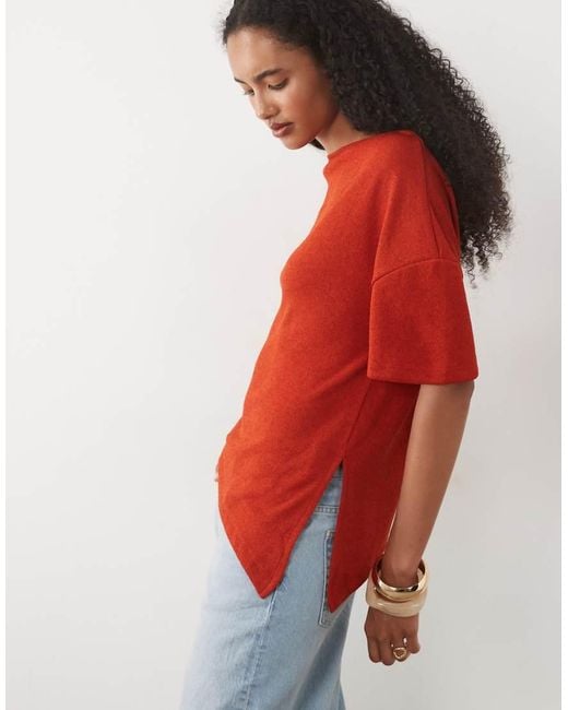 ASOS Red Textu Crochet Jersey Off Shoulder Top Co-ord