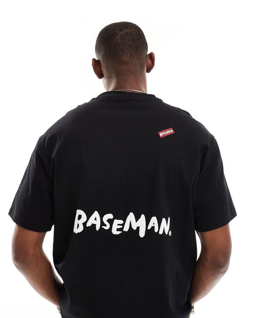 Bershka Black Baseman Printed T-shirt for men