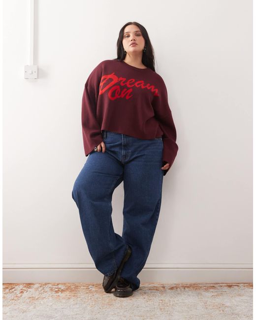 Noisy May Red Crew Neck Boxy Knit